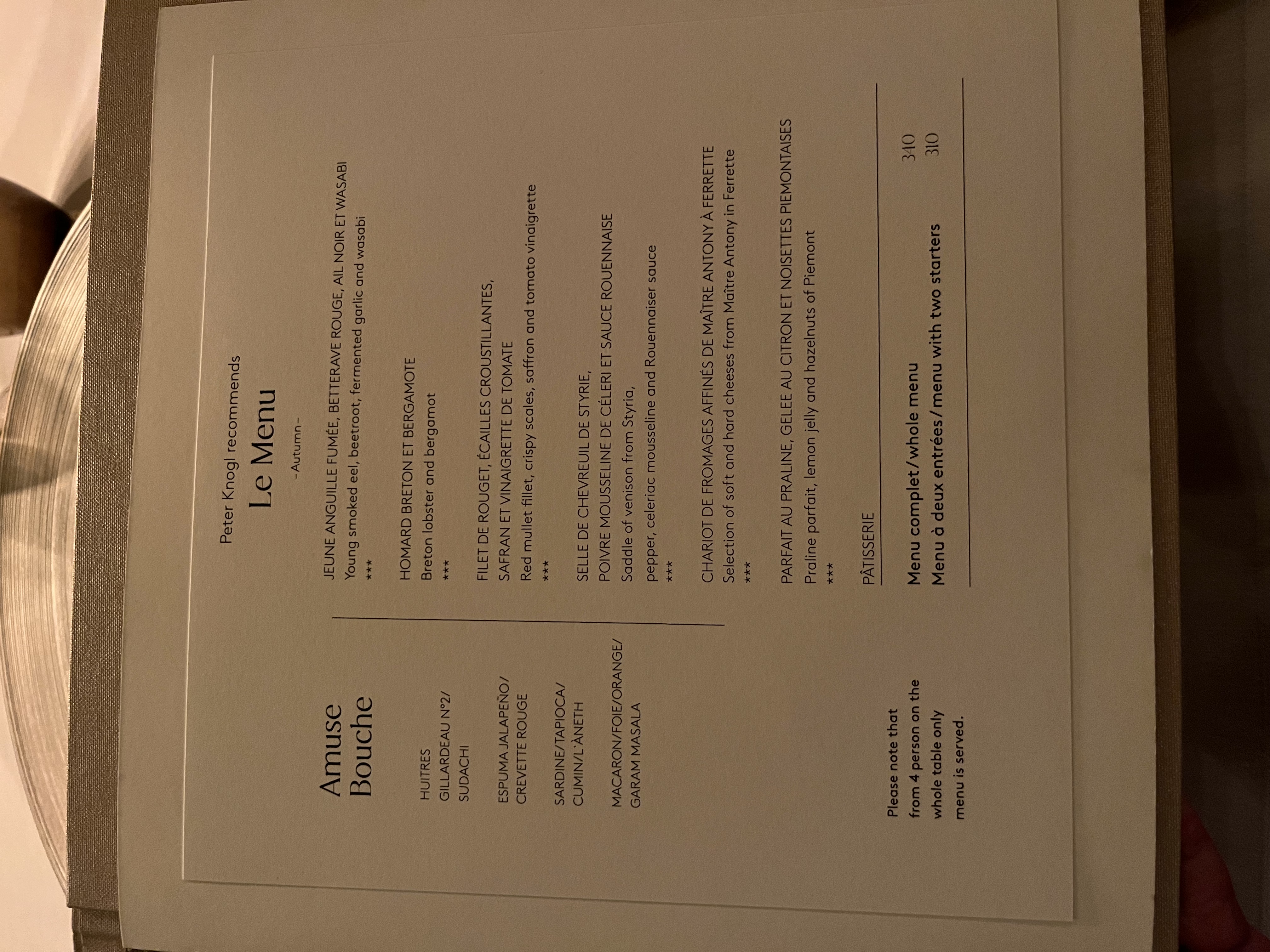 menu